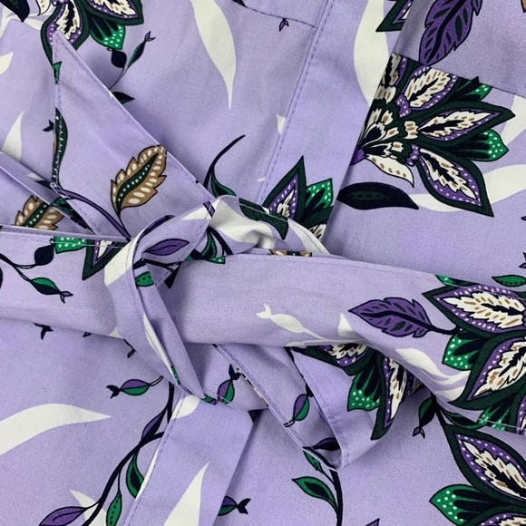 Charter Club Lavender Floral Button Up 3/4 Sleeve Shirt Dress - Picture 5 of 8